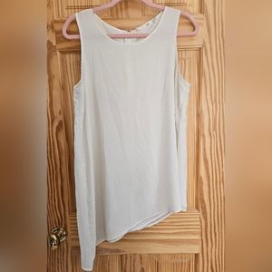Gibson Asymmetric Long Sleeveless Two Layer White Shirt